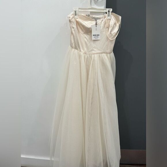 NWT Reformation Maxi Dress White Alouette Tulle Satin Strapless Bridal Wedding 4 - Picture 2 of 9